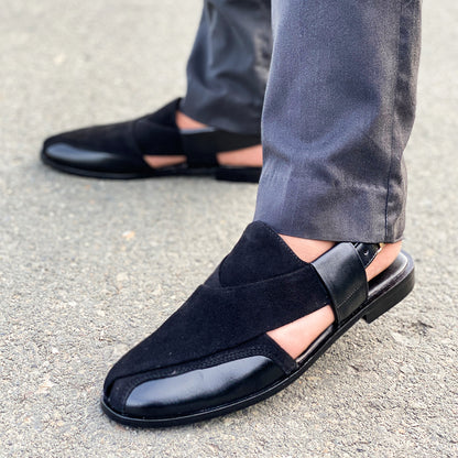 LE Pure Leather Handmade Suede Peshawari Chappal - 355