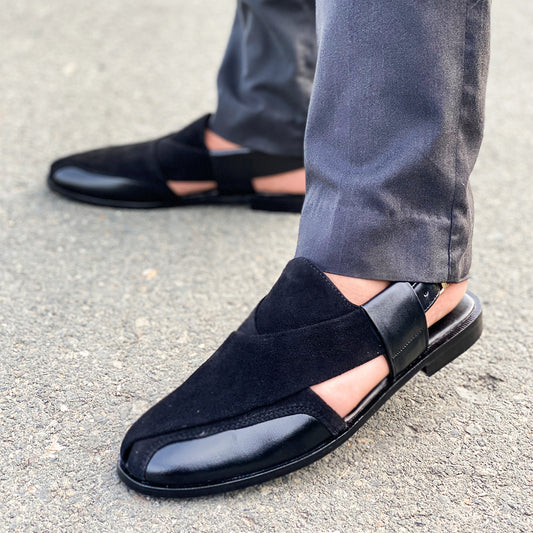 LE Pure Leather Handmade Suede Peshawari Chappal - 355