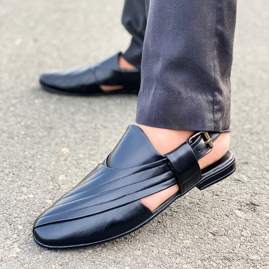 LE Peshawari Striper Black Sandal WJ 362