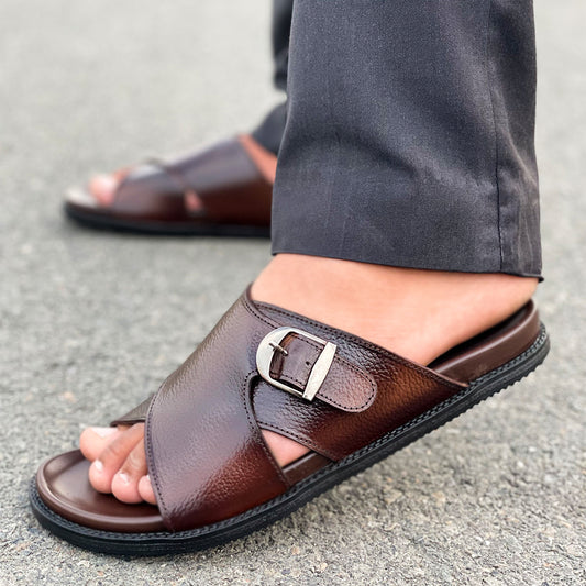 LE Pure Leather Handmade Buckled Slipper  532