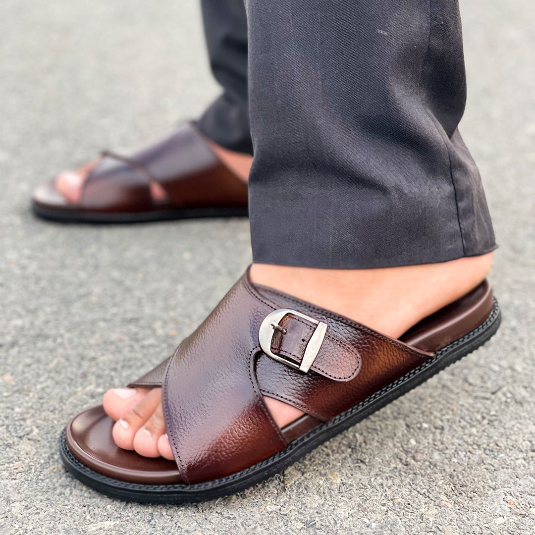 LE Pure Leather Handmade Buckled Slipper  532