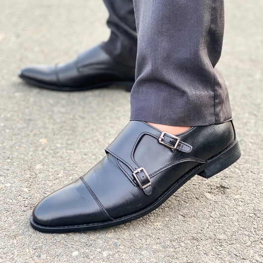 LE Pure Leather Handmade Double Monk Formal Shoe -9286