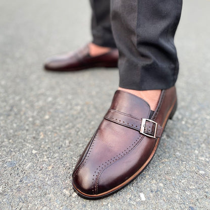 LE Pure Leather Handmade Brogue Strap Formal Shoe - 252