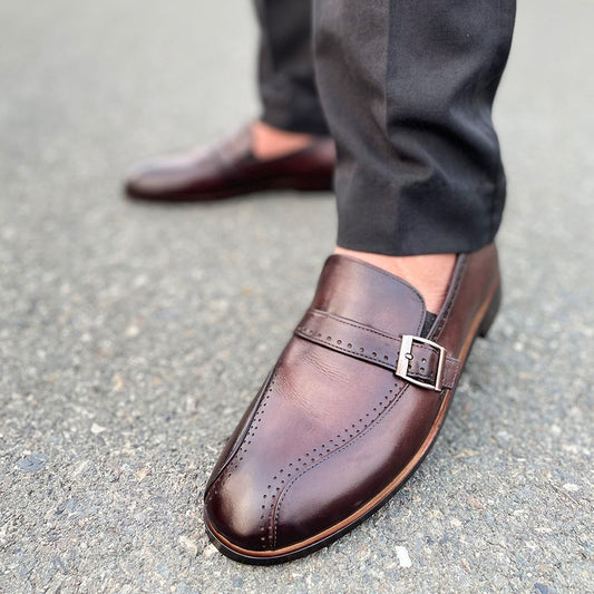 LE Pure Leather Handmade Brogue Strap Formal Shoe - 252