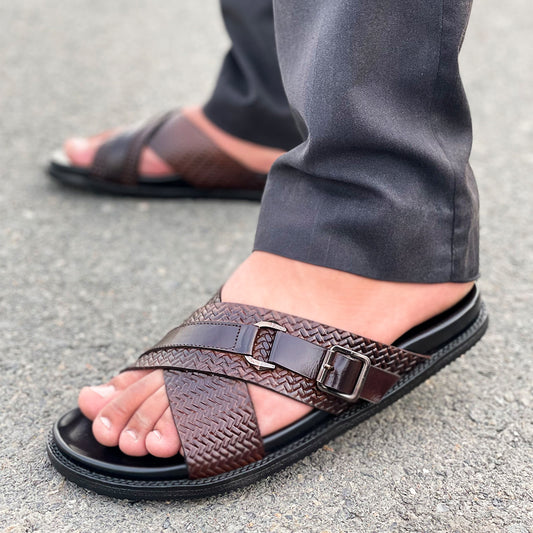 LE Pure Leather Handmade Side Clip Slipper  542