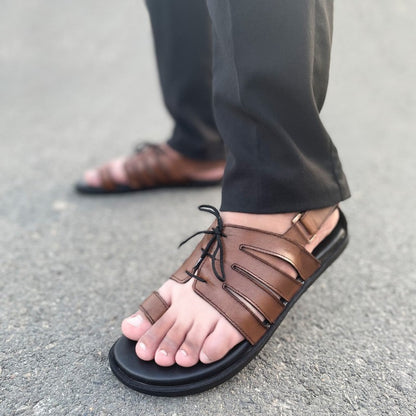 LE Pure Leather Handmade Laces Sandal - 1531