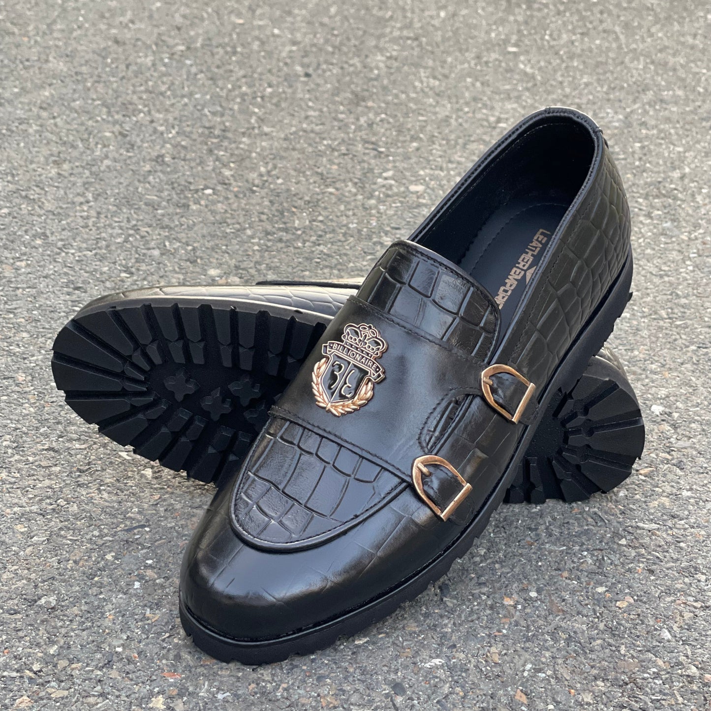 LE Pure Leather Handmade Croc Billionaire Loafer -144