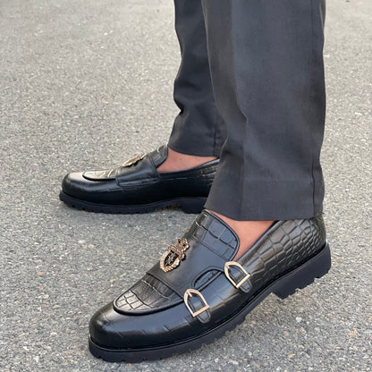 LE Pure Leather Handmade Croc Billionaire Loafer -144