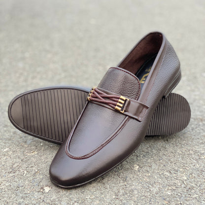 LE Pure Leather Striper Brown Folding Shoe WL 824