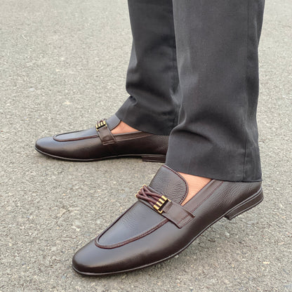 LE Pure Leather Striper Brown Folding Shoe WL 824