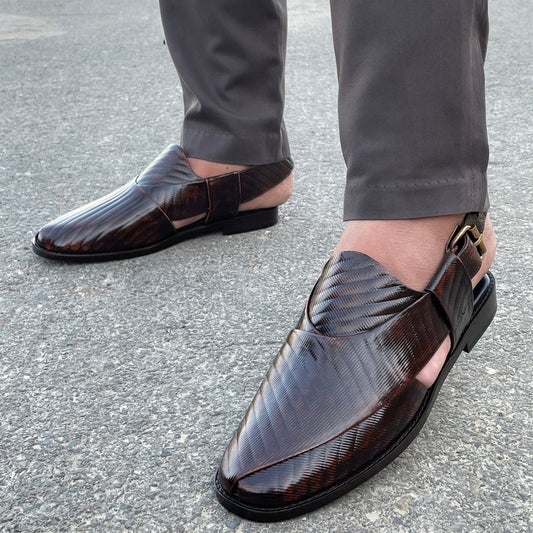 LE Pure Leather Handmade Crater Peshawari Chappal -338