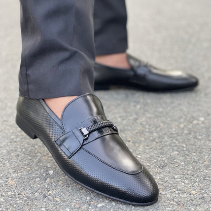 LE Premium Leather Striker Black Formal Shoe  805