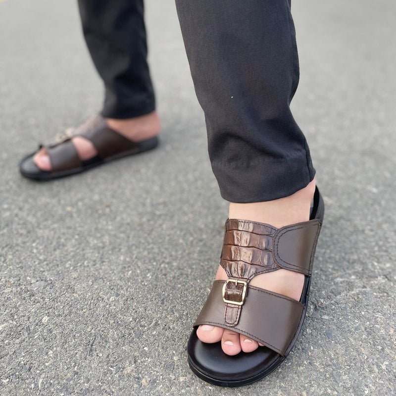 LE Handmade Pure Leather Kroc Arabic Brown - 520