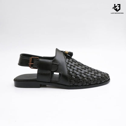Le Handmade Pure Leather Vintage Black-9230 Sandle