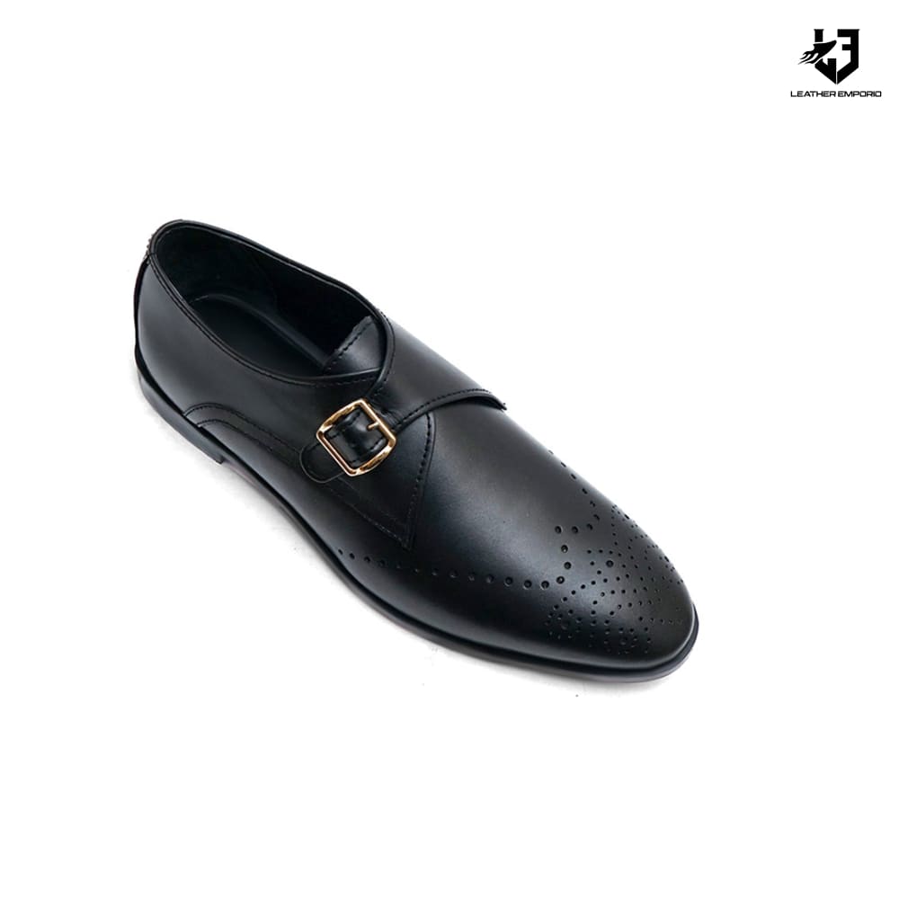 Le Premium Leather Buckle Black Shoe - 808 Formal Shoes