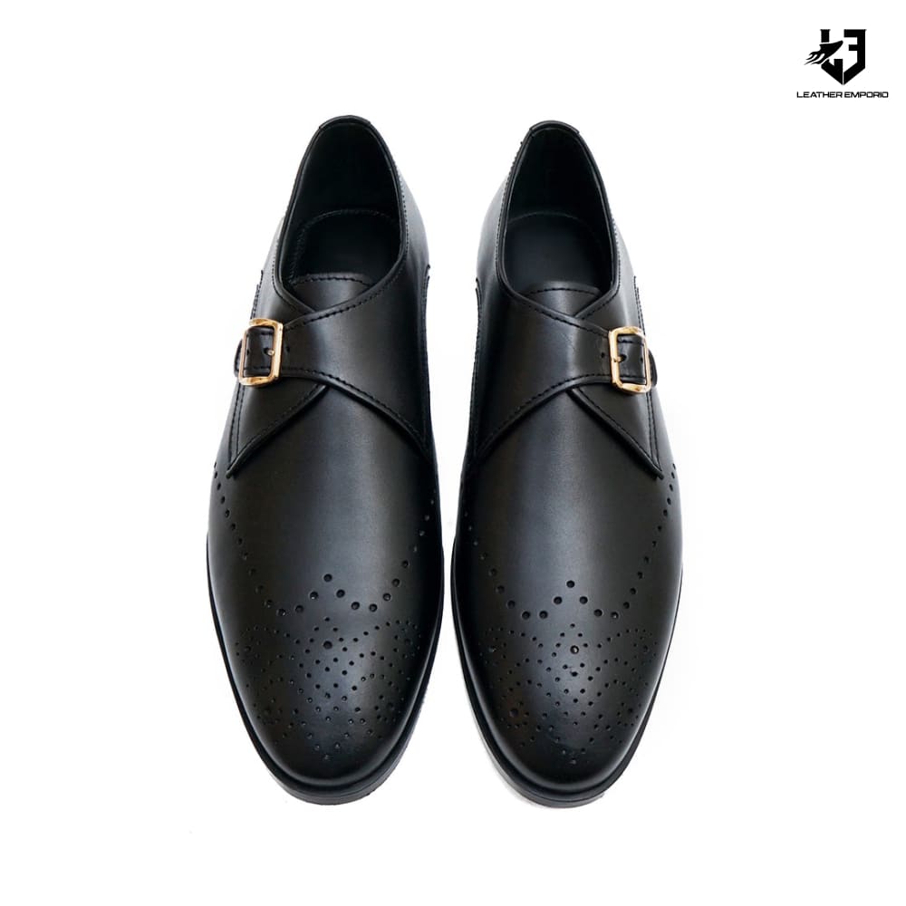 Le Premium Leather Buckle Black Shoe - 808 Formal Shoes