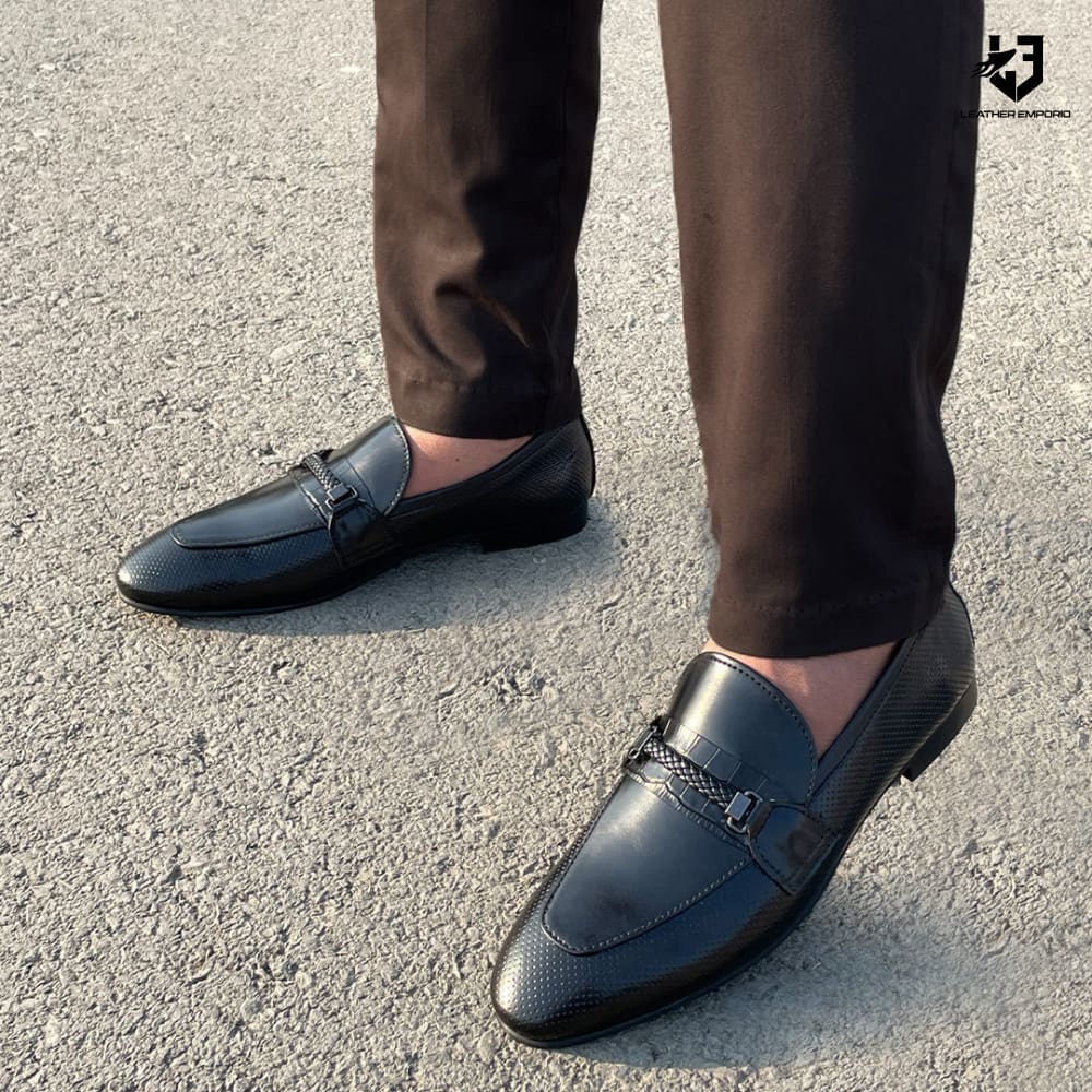 Le Premium Leather Shoe Strip Black - 805 Formal Shoes