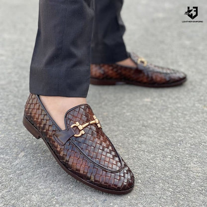 LE Premium Leather Woven Bees Formel Shoe-168 Formal shoes