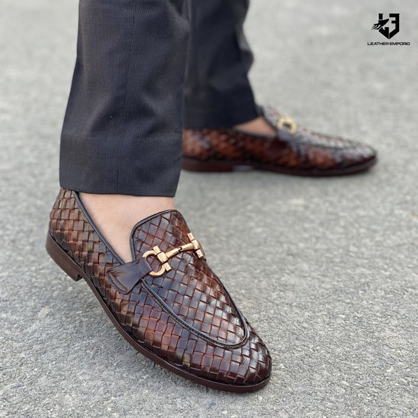 LE Premium Leather Woven Bees Formel Shoe-168 Formal shoes