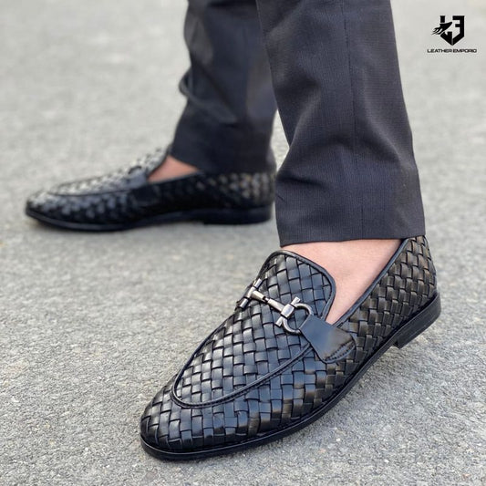 LE Premium Leather Woven Bees Formel Shoe-170 Formal shoes