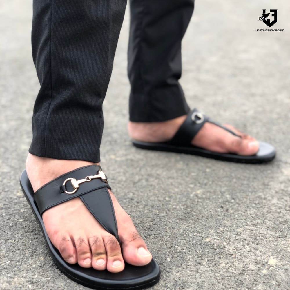 Le Pure Leather Handmade Classic Black-501 Slipper