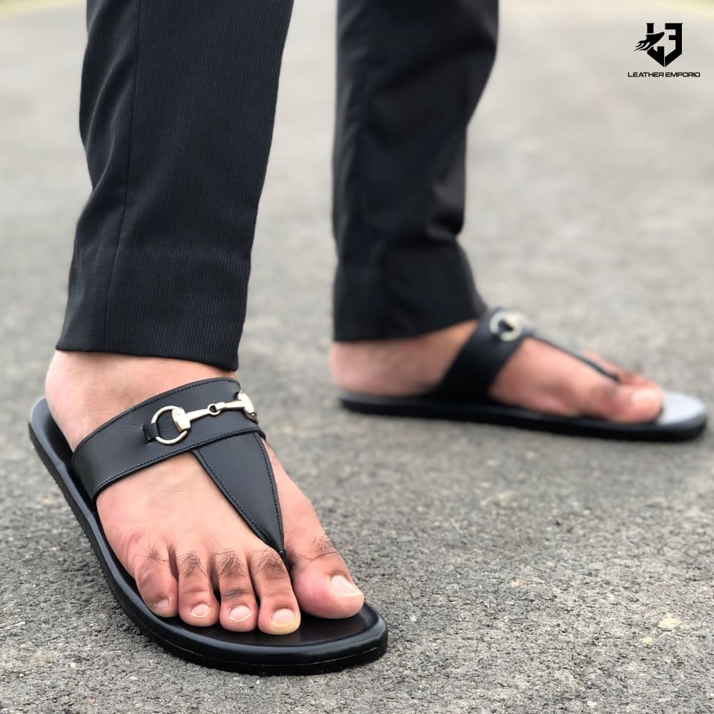 Le Pure Leather Handmade Classic Black-501 Slipper