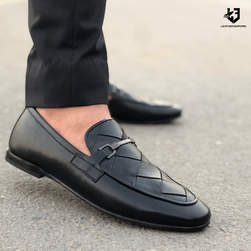 Le Pure Leather Handmade Cross Black-102 Formal Shoes