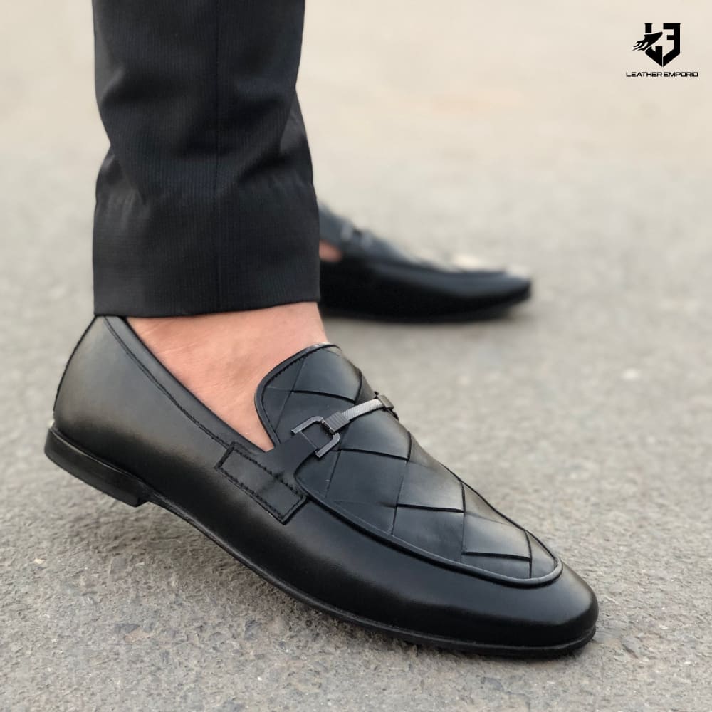 Le Pure Leather Handmade Cross Black-102 Formal Shoes