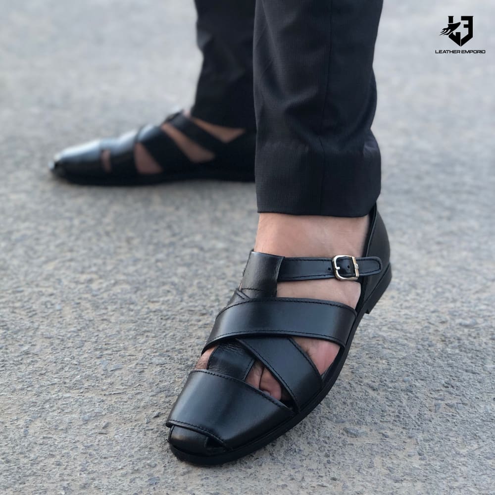 Le Pure Leather Handmade Cross Choco-311 Sandal