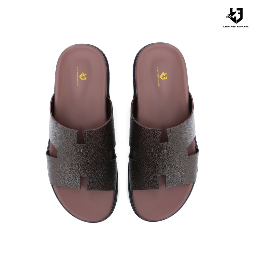 Le Pure Leather Handmade Herband Brown-514 Slipper