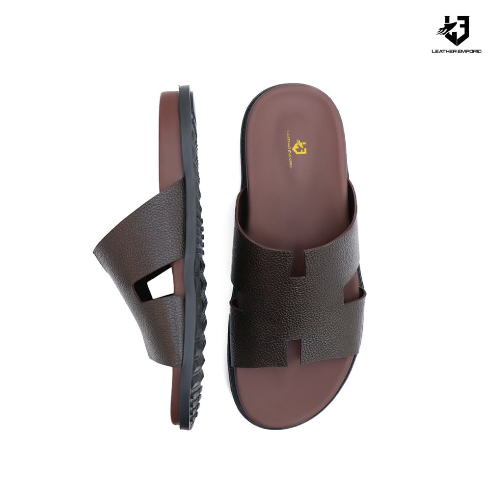 Le Pure Leather Handmade Herband Brown-514 Slipper