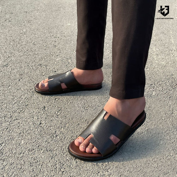 Le Pure Leather Handmade Herband Brown-514 Slipper