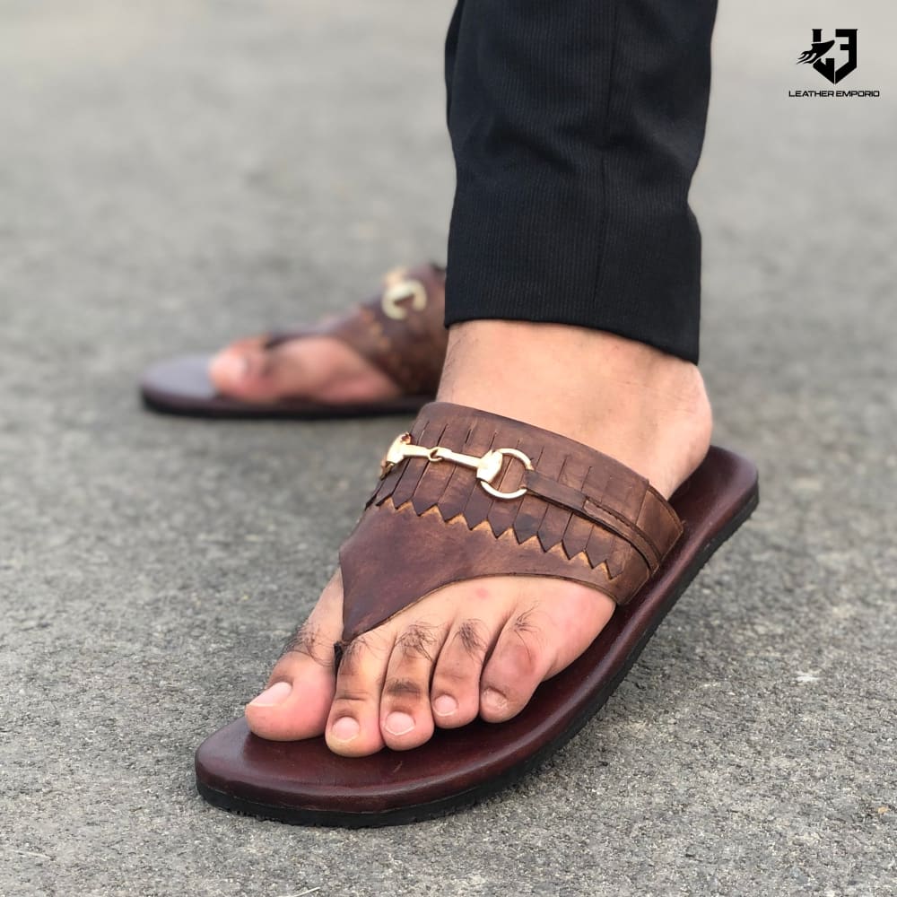 Le Pure Leather Handmade Kingsman Brown-Ch019 Chappal