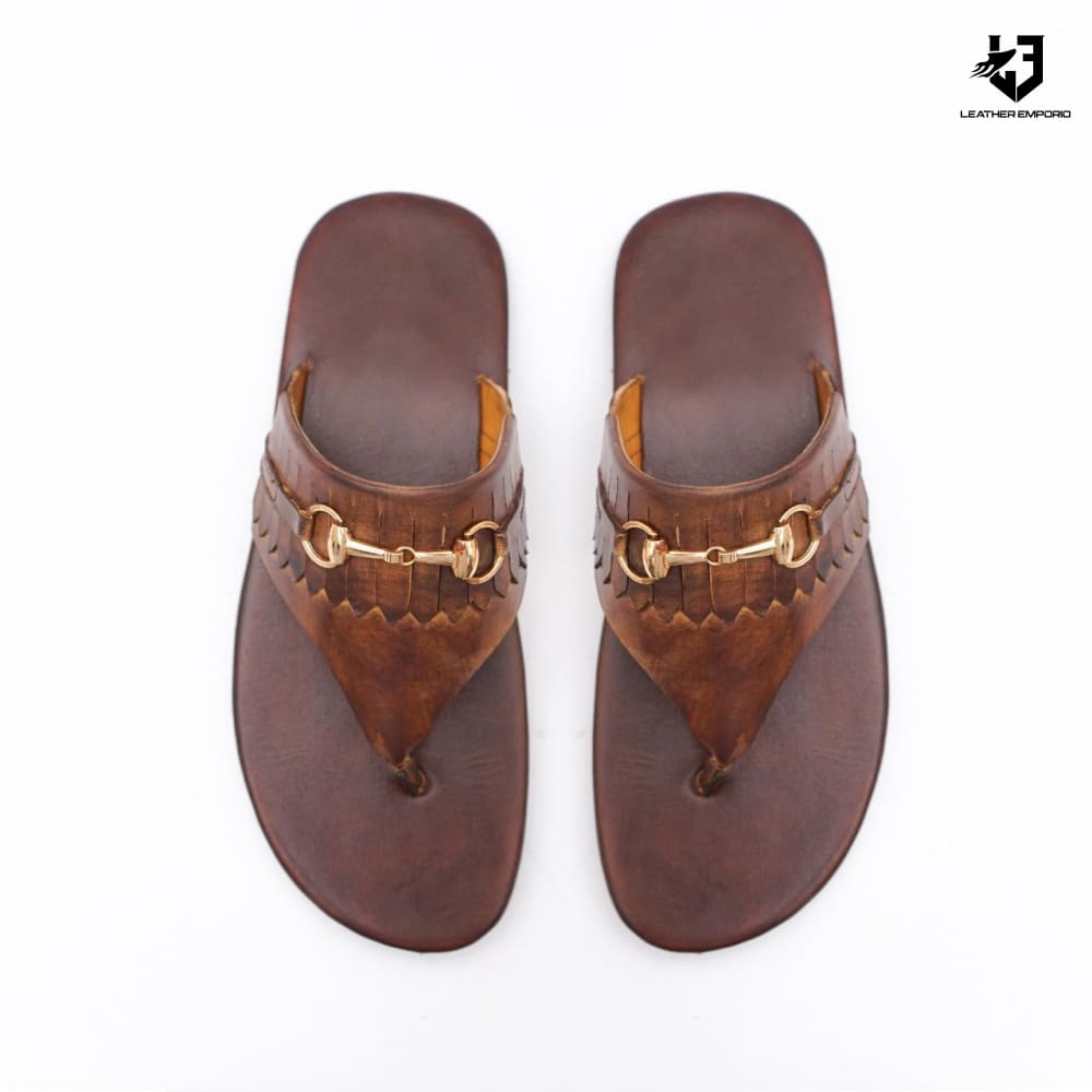 Le Pure Leather Handmade Kingsman Brown-Ch019 Chappal