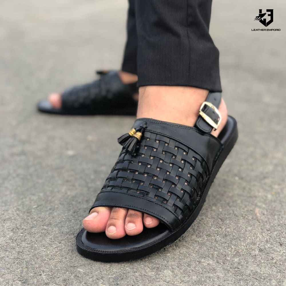 Le Pure Leather Handmade Leonardo Black-309 Sandal