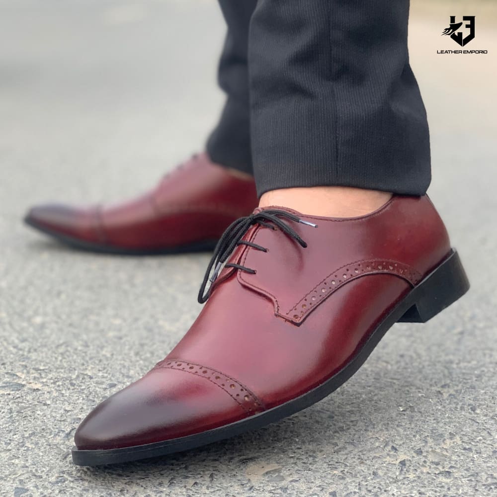 Le Pure Leather Handmade Oxford Oxblood-9228 Formal Shoes