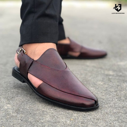 Le Pure Leather Handmade Peshawari Oxblood-306 Sandal