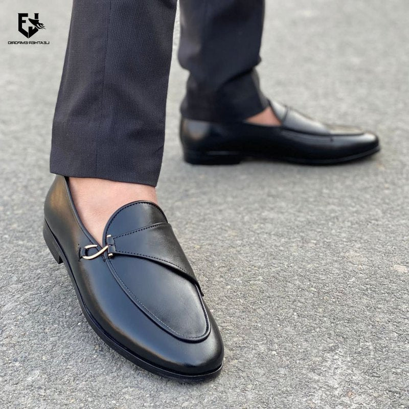 Le Pure Leather Handmade Side-Stone Black 153 Formal Shoes