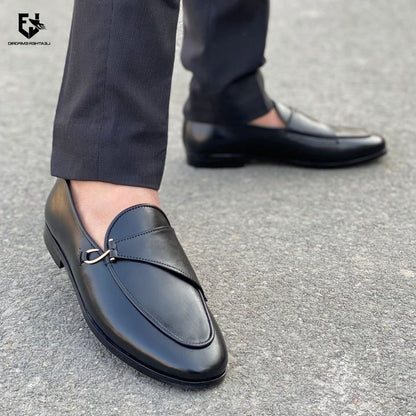 Le Pure Leather Handmade Side-Stone Black 153 Formal Shoes