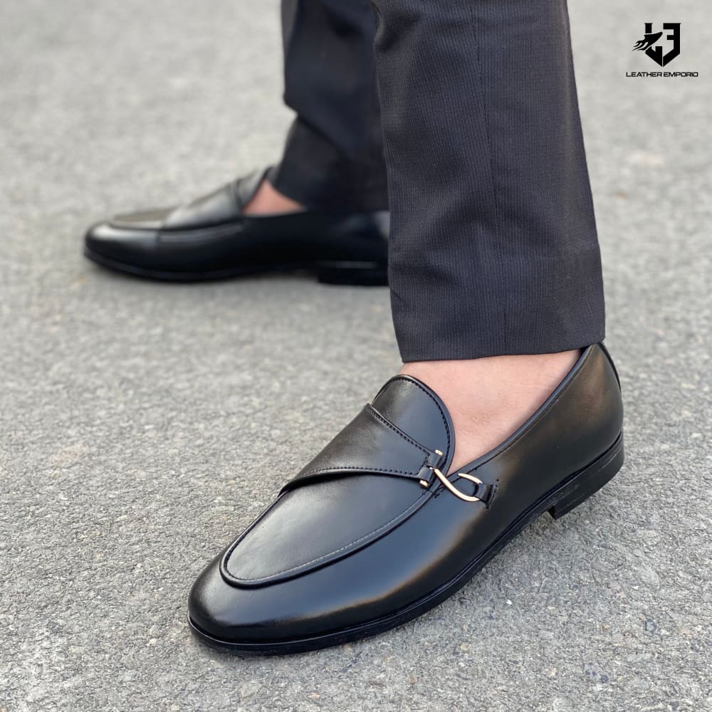 Le Pure Leather Handmade Side-Stone Black 153 Formal Shoes