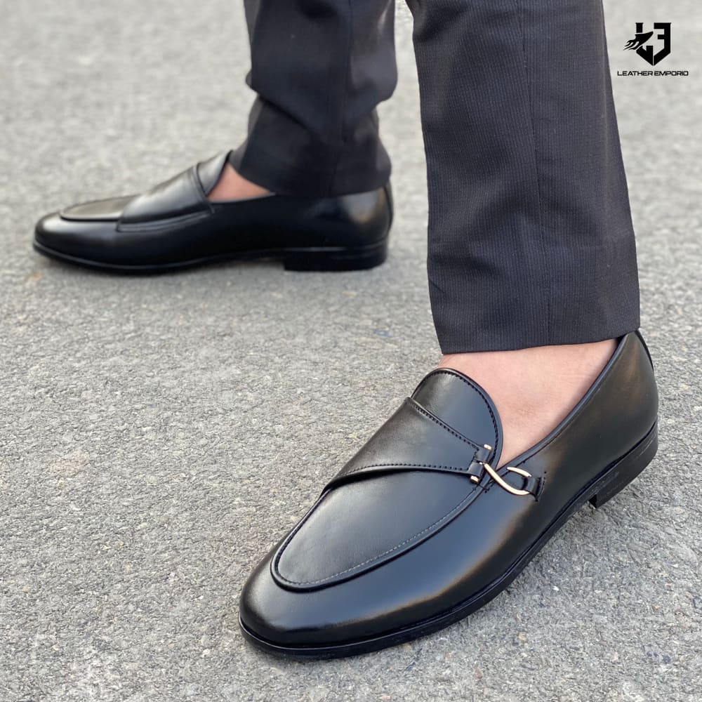 Le Pure Leather Handmade Side-Stone Black 153 Formal Shoes