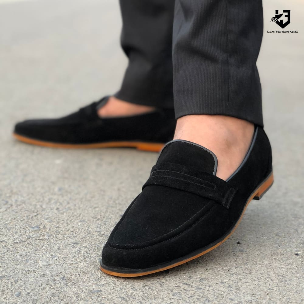 Le Pure Leather Handmade Suede Black-115 Formal Shoes