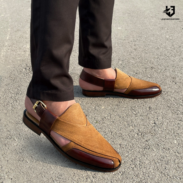 LE Pure Leather Handmade Suede Peshawar-316 Sandal peshawari