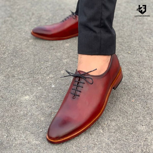 Le Pure Leather Handmade Whole Cut Oxblood-110 Formal Shoes
