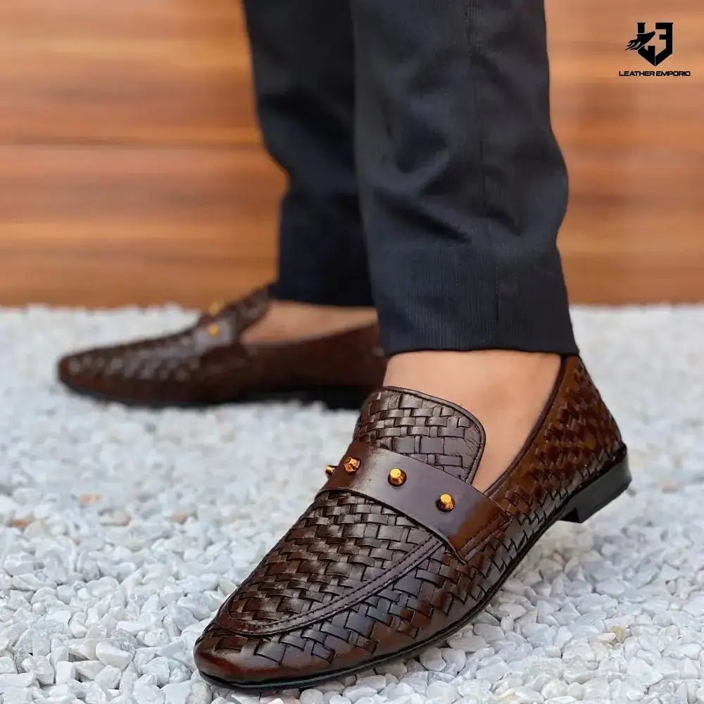 Le Pure Leather Handmade Woven Pin-105 Formal Shoes