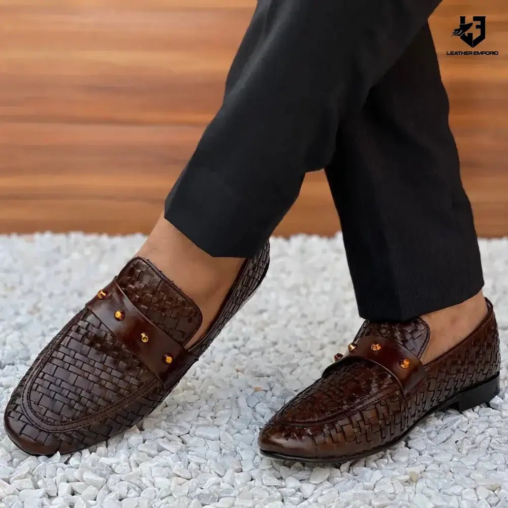 Le Pure Leather Handmade Woven Pin-105 Formal Shoes