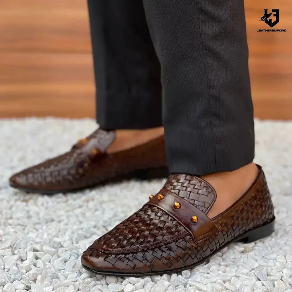 Le Pure Leather Handmade Woven Pin-105 Formal Shoes