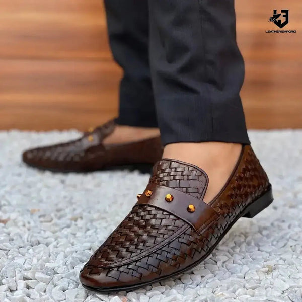 Le Pure Leather Handmade Woven Pin-105 Formal Shoes